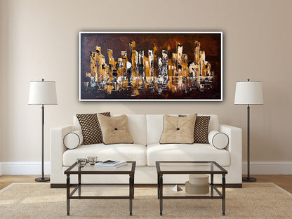 Richter Original Abstract Oil Painting On Canvas 60x120cm Cityscape escape New York
