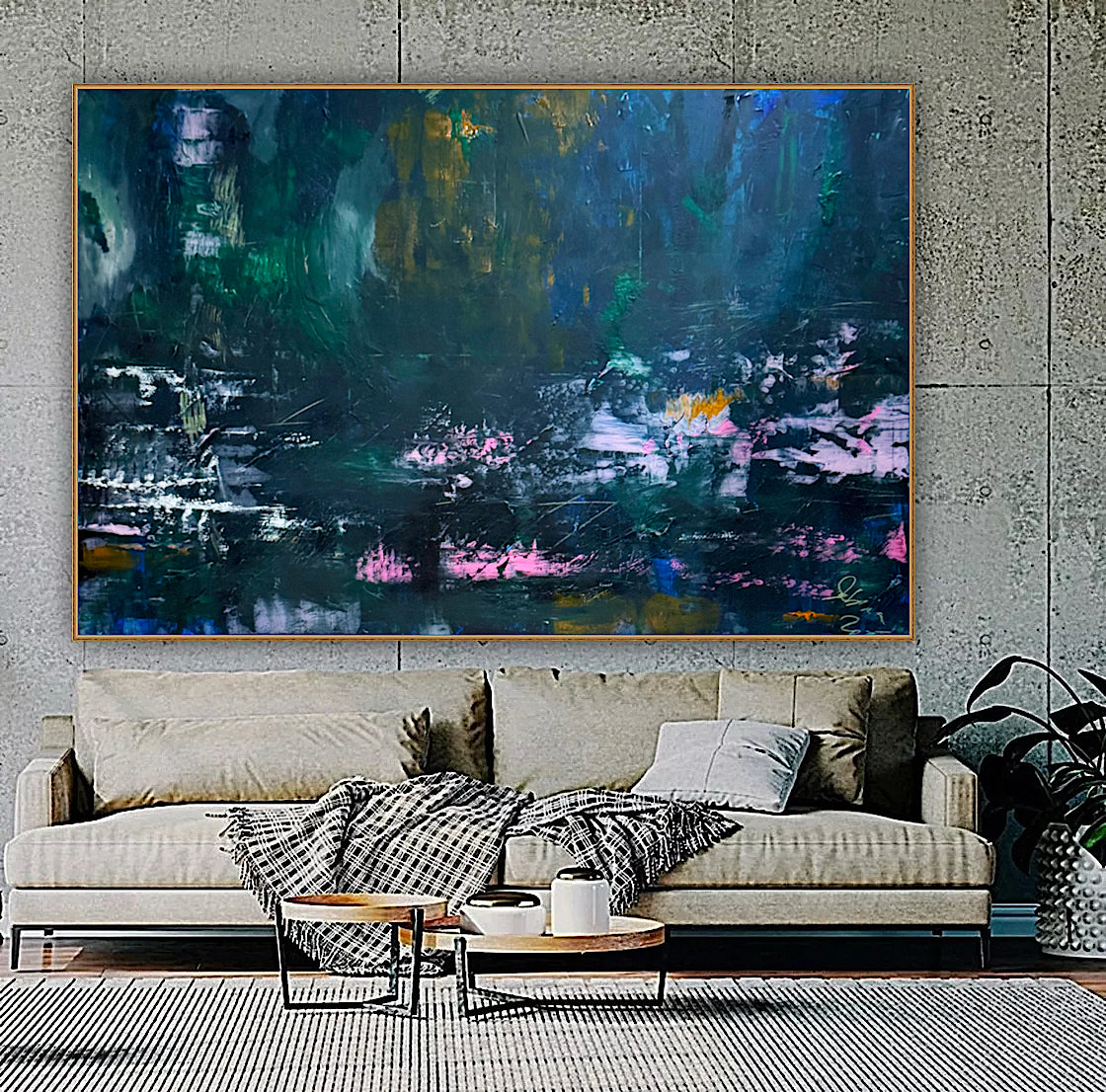 Original Abstract Oil Painting On Canvas 150cm x 100cm Depth of Silence Oka floral