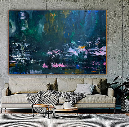 Original Abstract Oil Painting On Canvas 150cm x 100cm Depth of Silence Oka floral