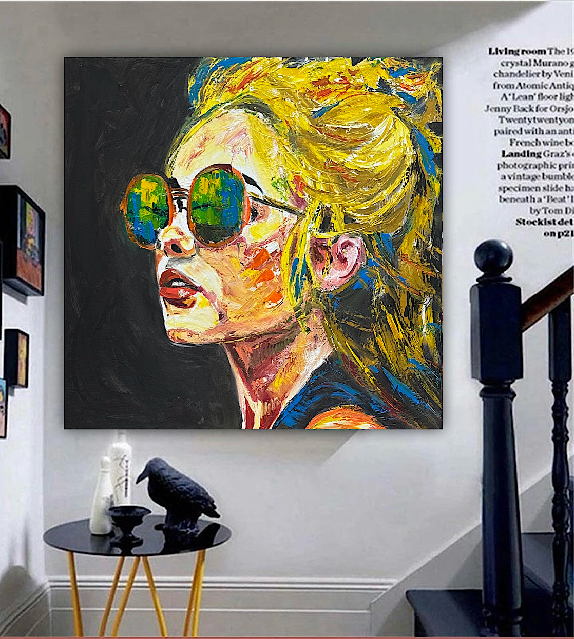 Abstract Original Oil Painting On Canvas 80x80cm Blondie Portrait of Woman textured