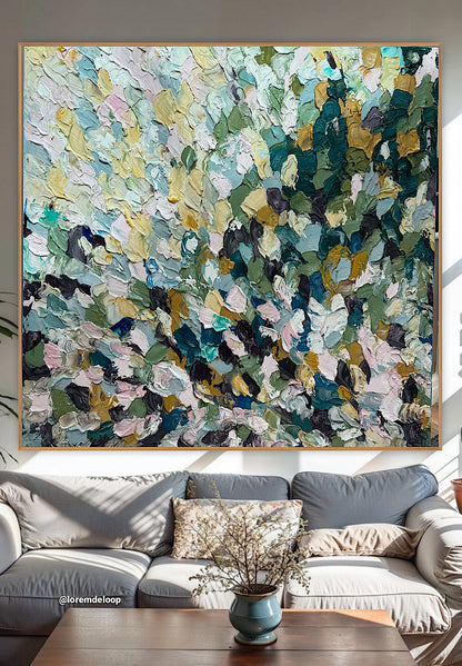 Modern Original textured Abstract Oil Painting On deep edge Canvas 120 x 120cm ‘Autumn Garden’