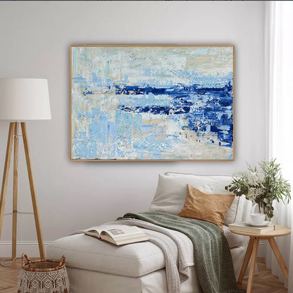 Textured Original Abstract acrylic Painting On Canvas 85 x 60cm Summer Beach