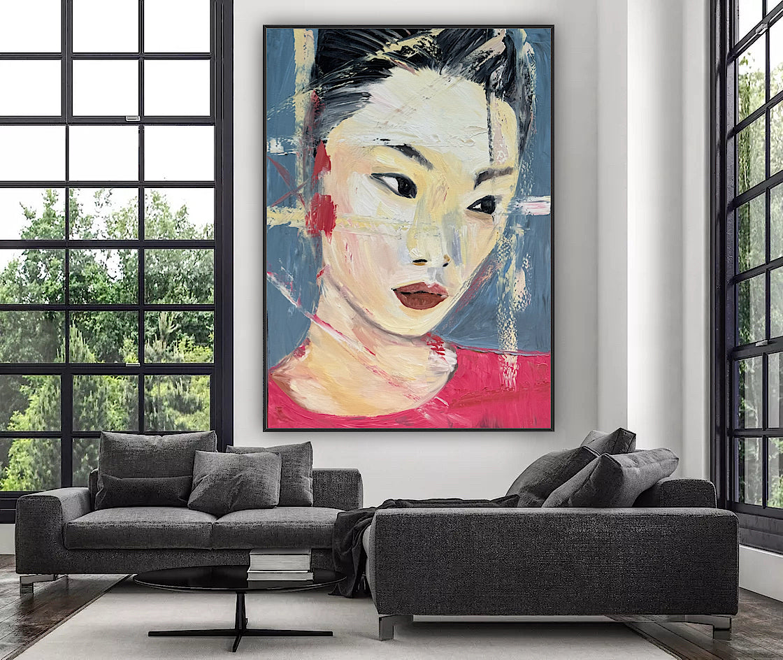 Woman’s portrait Original Abstract Oil Painting On Canvas 85 x 60cm Innocent Soul