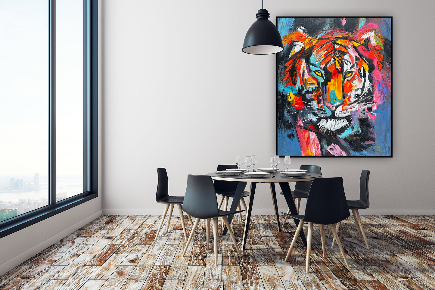 Contemporary Abstract Original Oil Painting On 90 x 76cm Canvas ‘Wild Majesty’’ Tiger