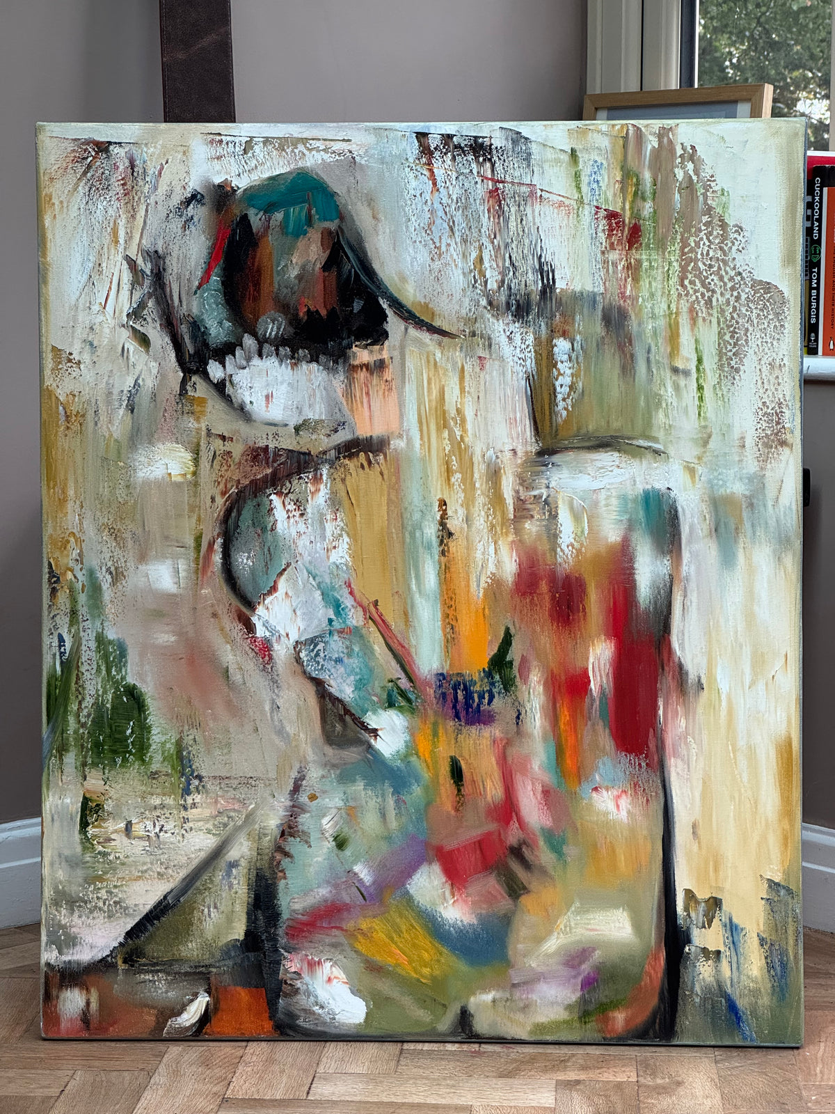 Contemporary Abstract Original Oil Painting On 90 x 76cm canvas Embered Nude