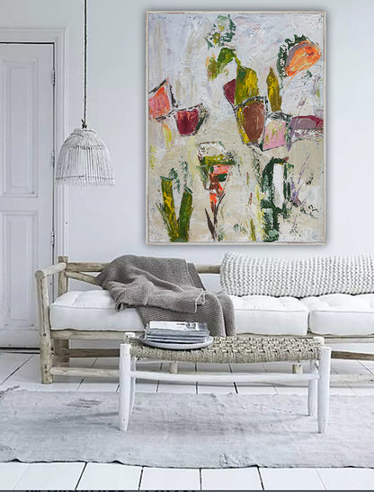 Oka Style Abstract contemporary Oil Painting On Canvas 80 x 100cm Orcia flowers
