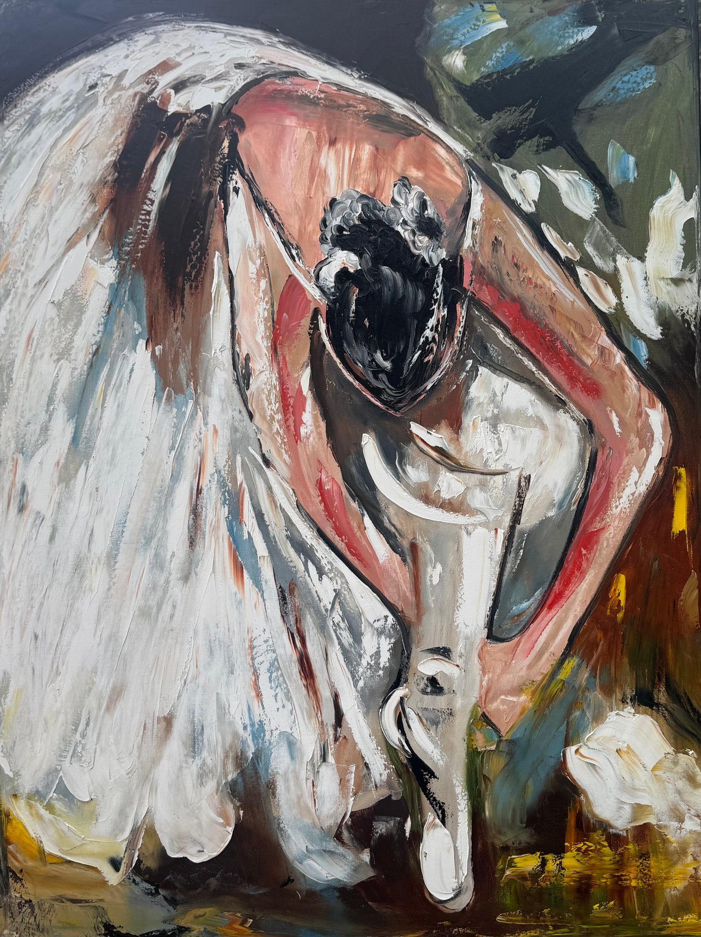 Ballet dancer Original modern Abstract Oil Painting On Canvas 100 x 77cm Oka