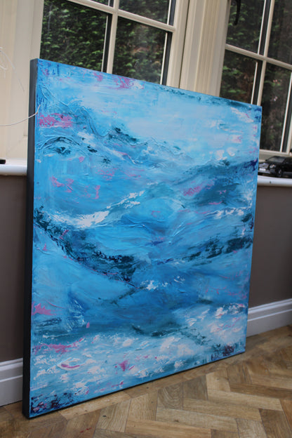 Richter StyLe Original abstract  Large Oil Painting On Canvas 90x90cm Ocean time textured