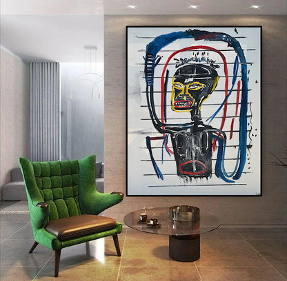 Modern Original Textured Abstract Oil Painting  Canvas 100x80cm Graffiti Art Darkness