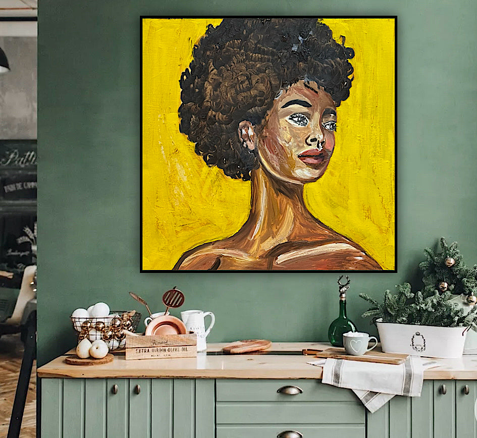 Modern Abstract Original Oil Painting On Canvas Unapologetic Portrait 60x60cm