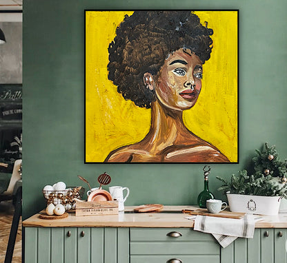 Modern Abstract Original Oil Painting On Canvas Unapologetic Portrait 60x60cm