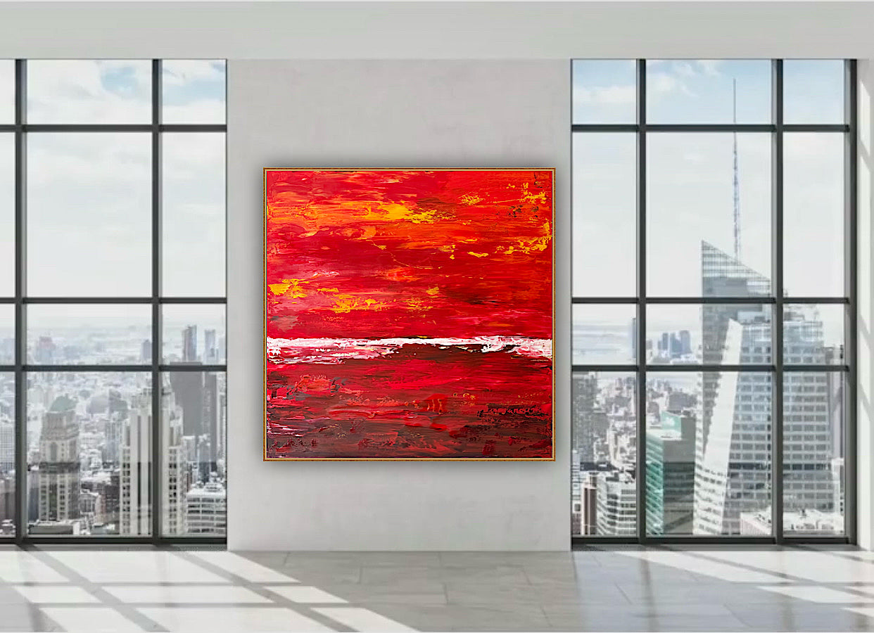 Oka style textured Original modern Abstract Oil Painting On Canvas 80 x 80cm ‘Veil of Dusk ‘Coast