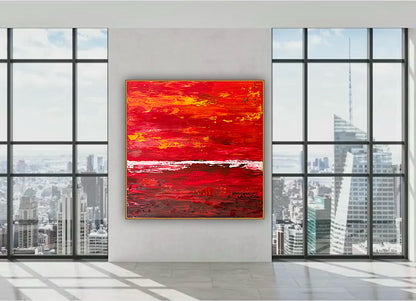 Oka style textured Original modern Abstract Oil Painting On Canvas 80 x 80cm ‘Veil of Dusk ‘Coast