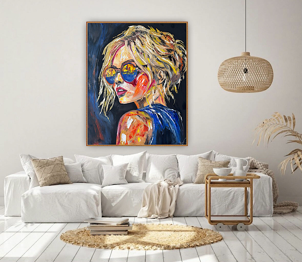 Contemporary Abstract Original Oil Painting of a woman On 90 x 76cm Canvas ‘Blondie II’ woman portrait
