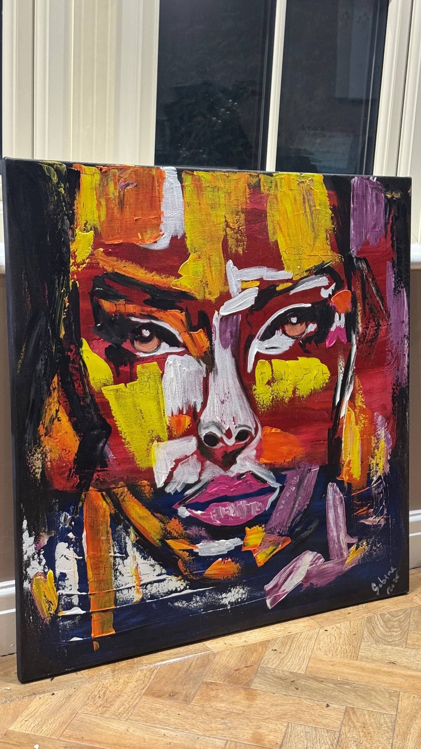 Contemporary Abstract Original Oil Painting On 80x80cm Canvas Unspoken Gaze