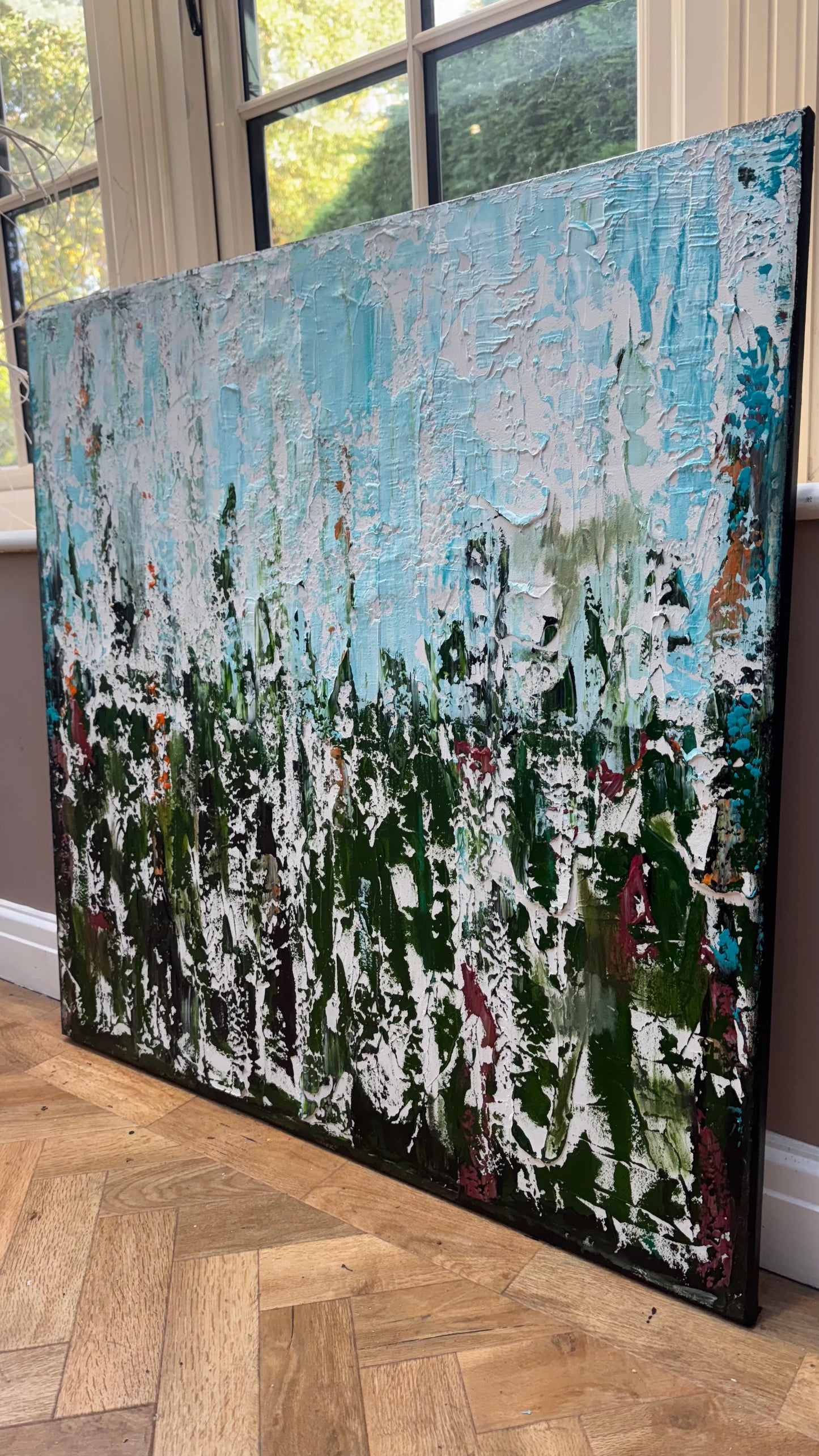 Oka Textured Abstract Original Oil Painting On Canvas 90x90cm Atelier Émeraude