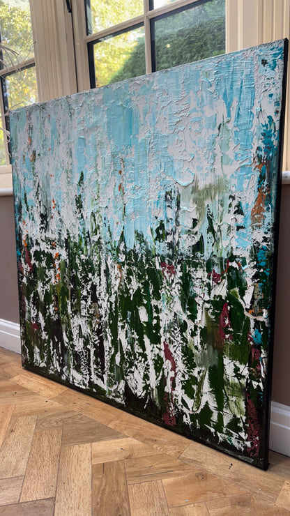 Oka Textured Abstract Original Oil Painting On Canvas 90x90cm Atelier Émeraude