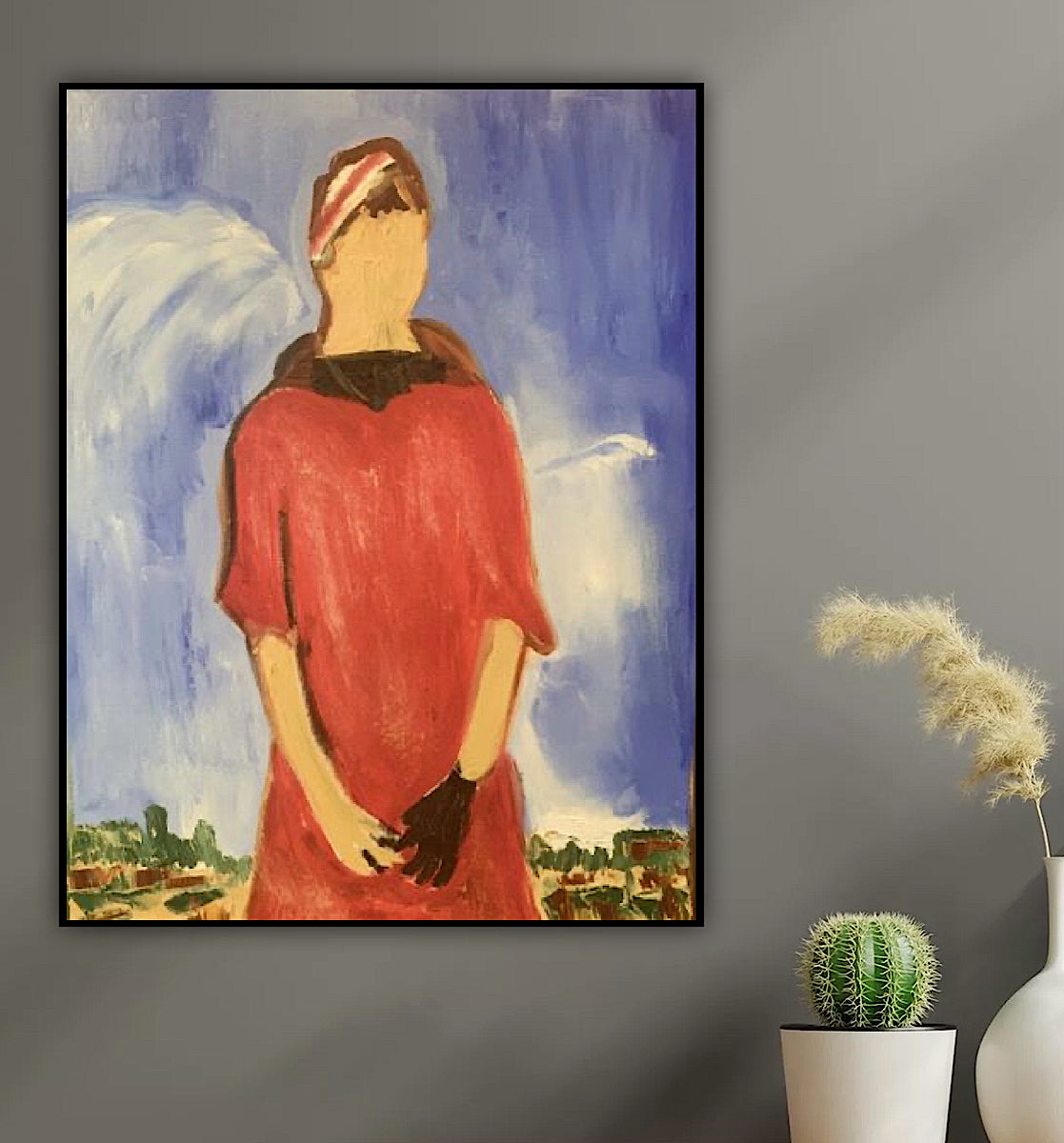 Modern original abstract Oil Painting On Canvas 30cmX 40cm Gardening Woman signed