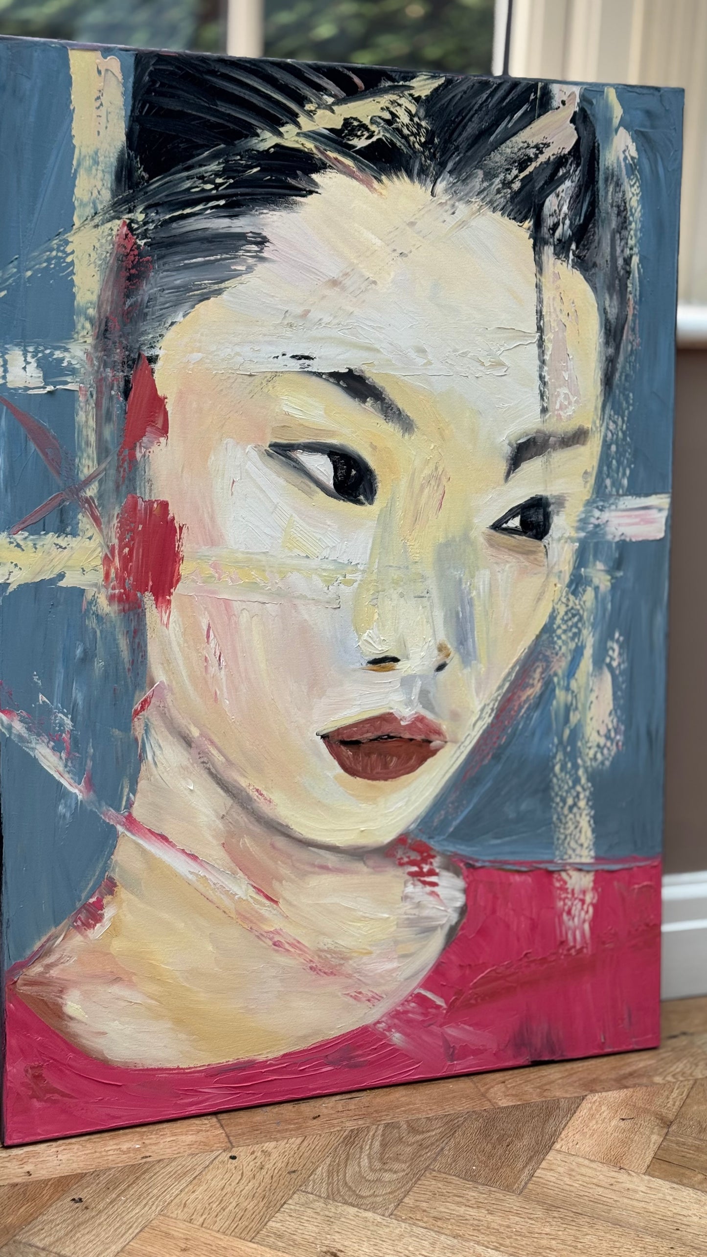 Woman’s portrait Original Abstract Oil Painting On Canvas 85 x 60cm Innocent Soul