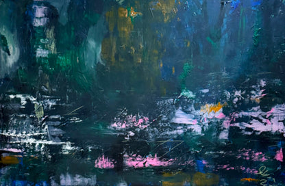 Original Abstract Oil Painting On Canvas 150cm x 100cm Depth of Silence Oka floral