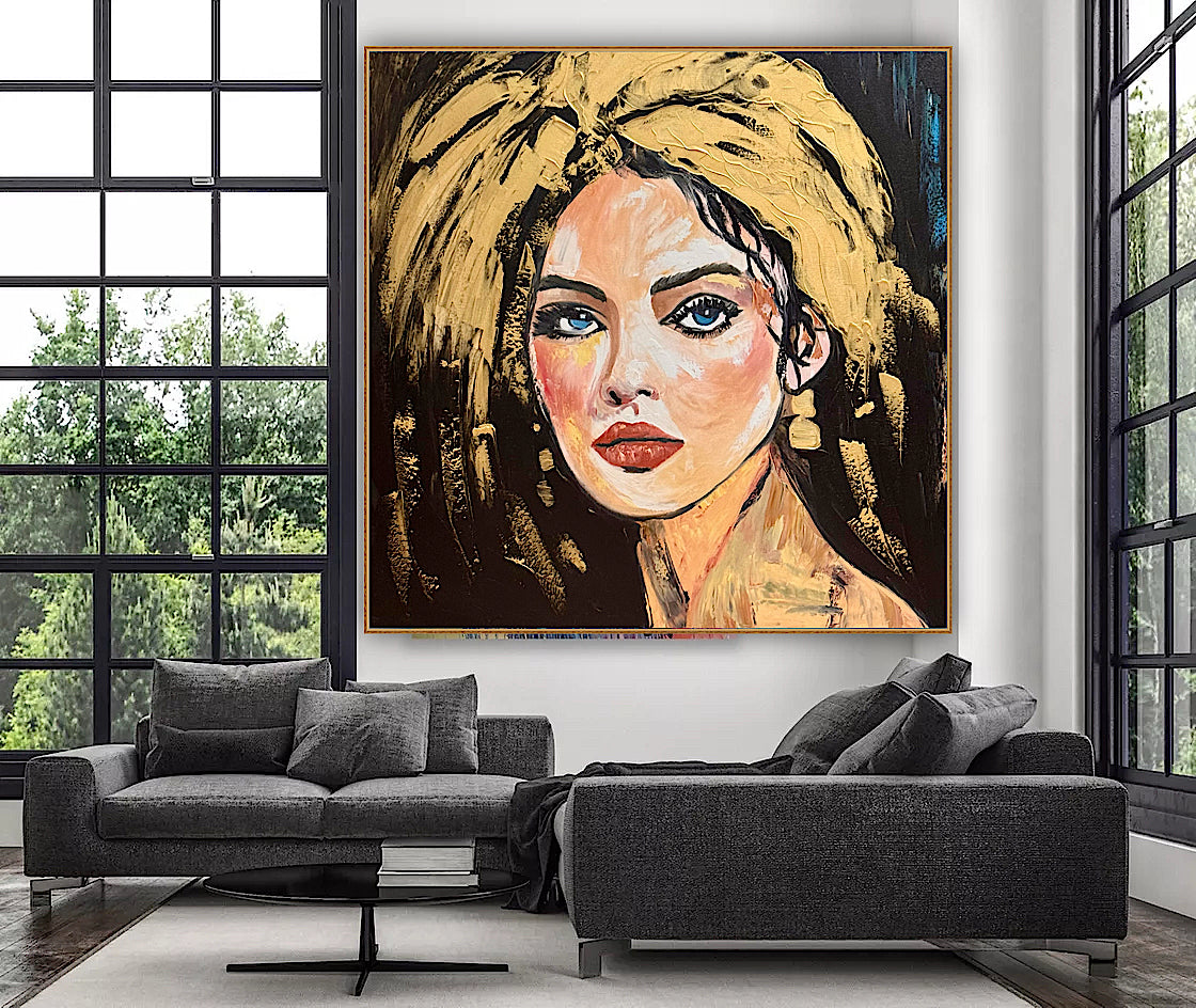 Richter Style Abstract Original Oil Painting On 100 x 100cm canvas Alchemy of Beauty  woman portrait