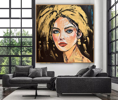 Richter Style Abstract Original Oil Painting On 100 x 100cm canvas Alchemy of Beauty  woman portrait