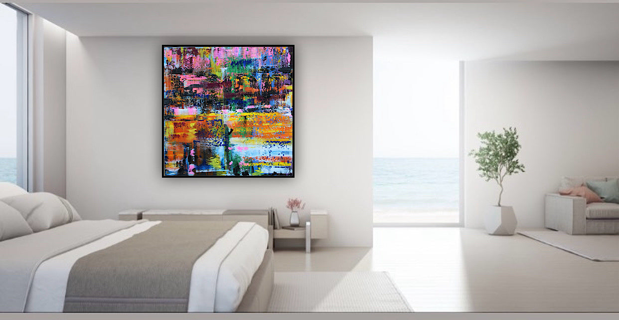 Oka Contemporary Abstract Original Oil Painting On Canvas 80x80cm  “Luminous Echoes”