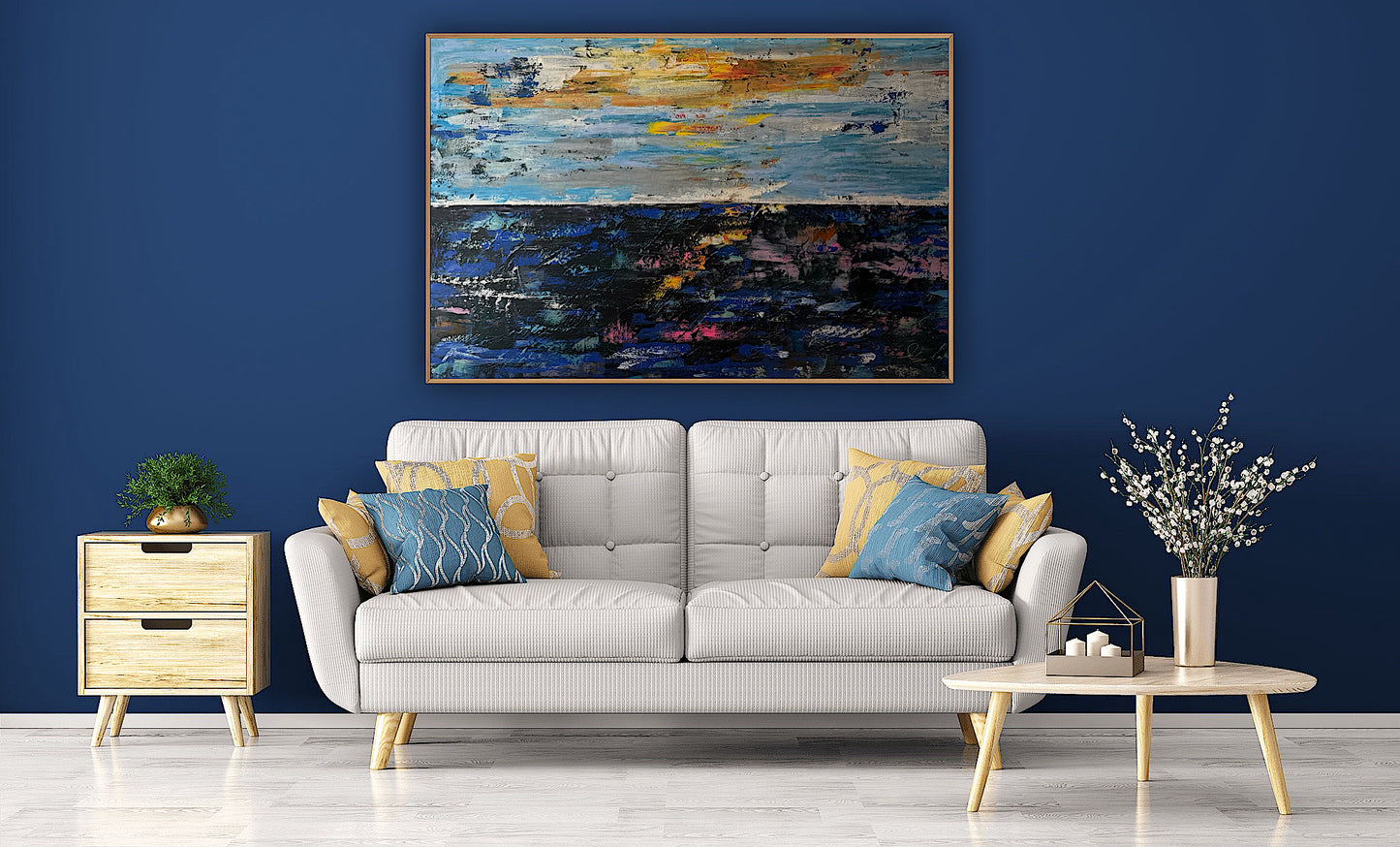 Original Abstract Oil Painting On Canvas 150cm x 100cm Depth of Silence Oka seascape