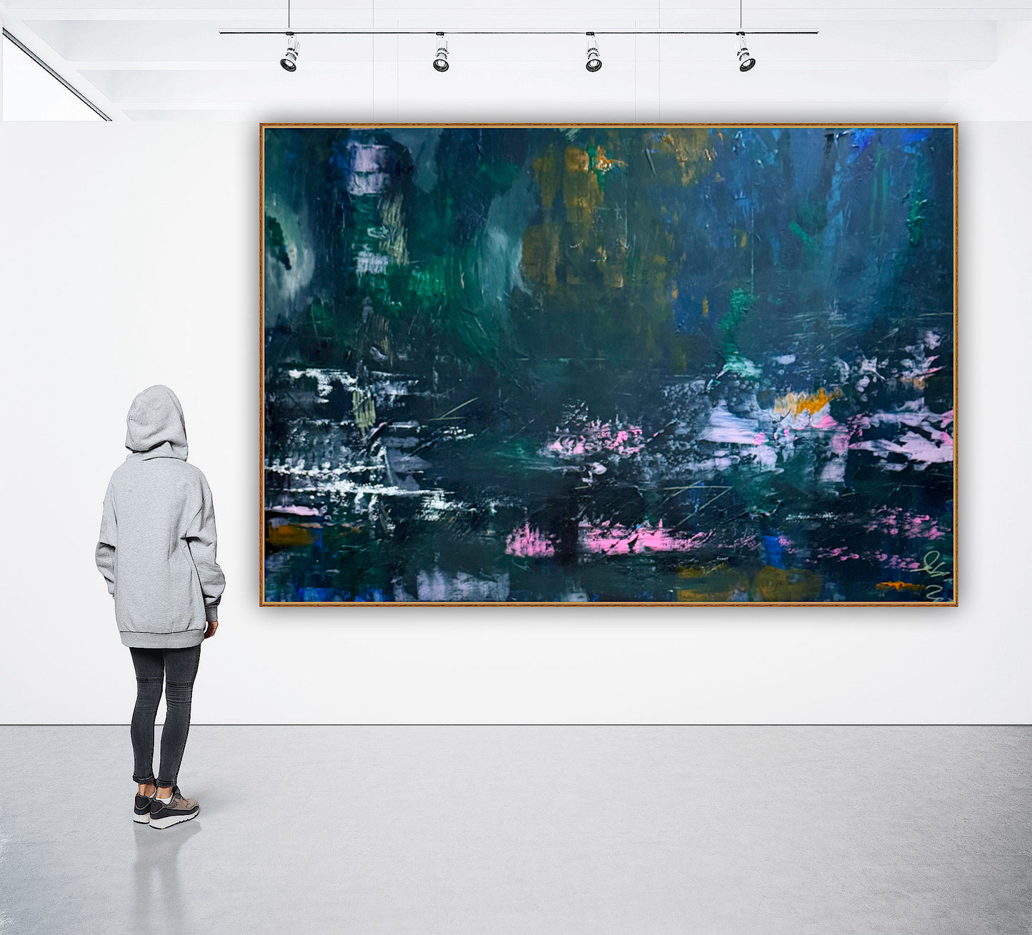 Original Abstract Oil Painting On Canvas 150cm x 100cm Depth of Silence Oka floral