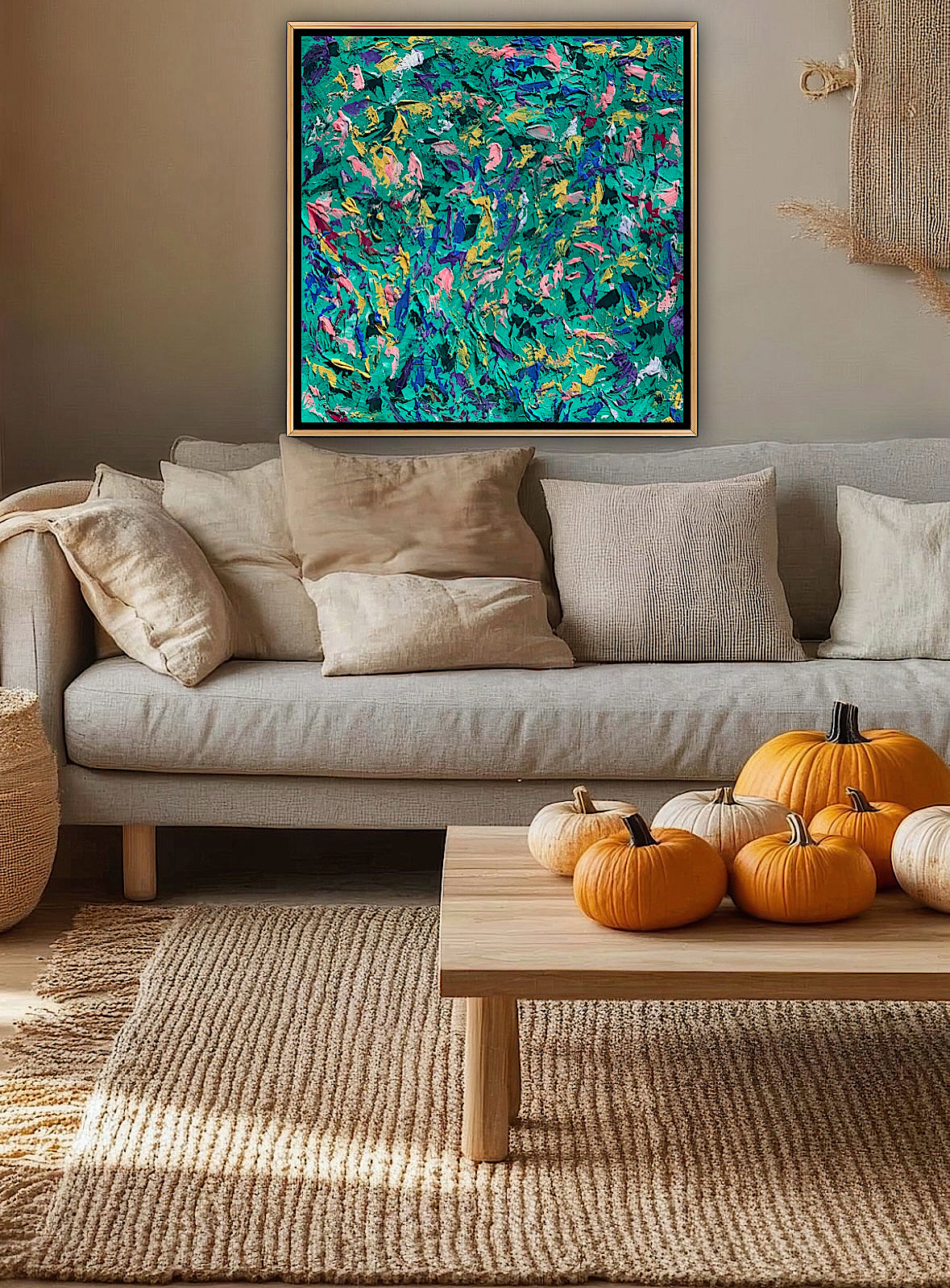 Oka Style Abstract contemporary Oil Painting On Canvas 100 x 100cm Secret Garden