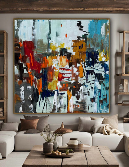 Oka Contemporary Abstract Original Oil Painting 100x100cm canvas Cityscape abstract