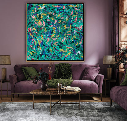 Oka Style Abstract contemporary Oil Painting On Canvas 100 x 100cm Secret Garden