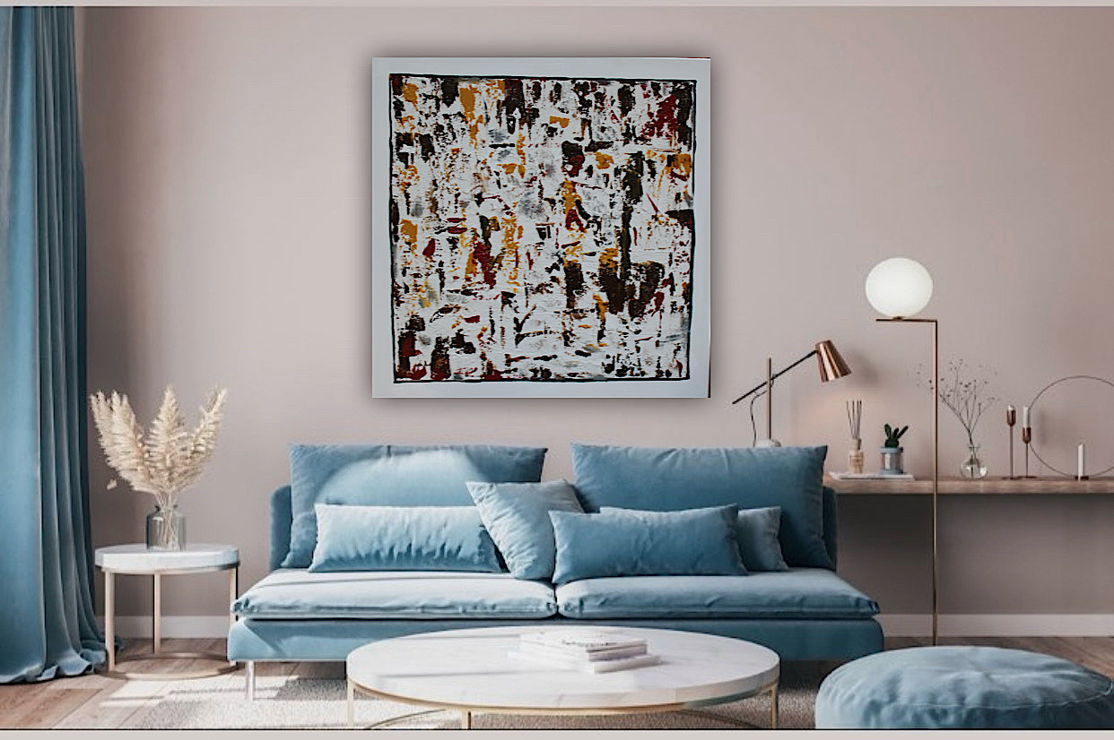 Oka style textured Original modern Abstract Oil Painting On Canvas 80 x 80cm ‘Unfinished Story’