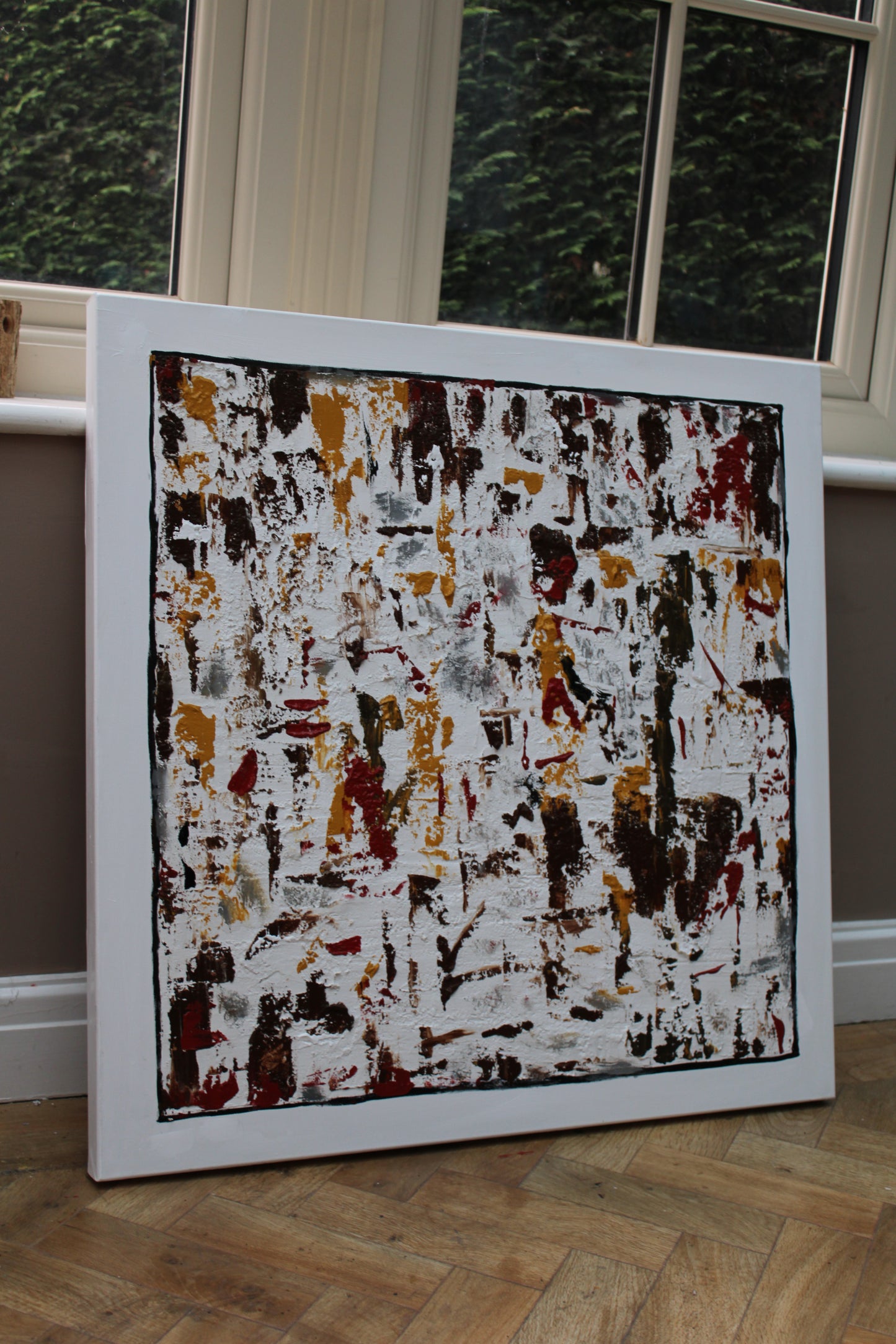 Oka style textured Original modern Abstract Oil Painting On Canvas 80 x 80cm ‘Unfinished Story’