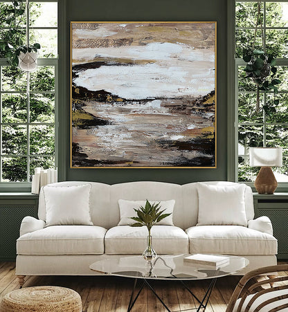 Oka style textured Original modern Abstract Oil Painting On Canvas 80 x 80cm ‘Between Shadow And Sky’