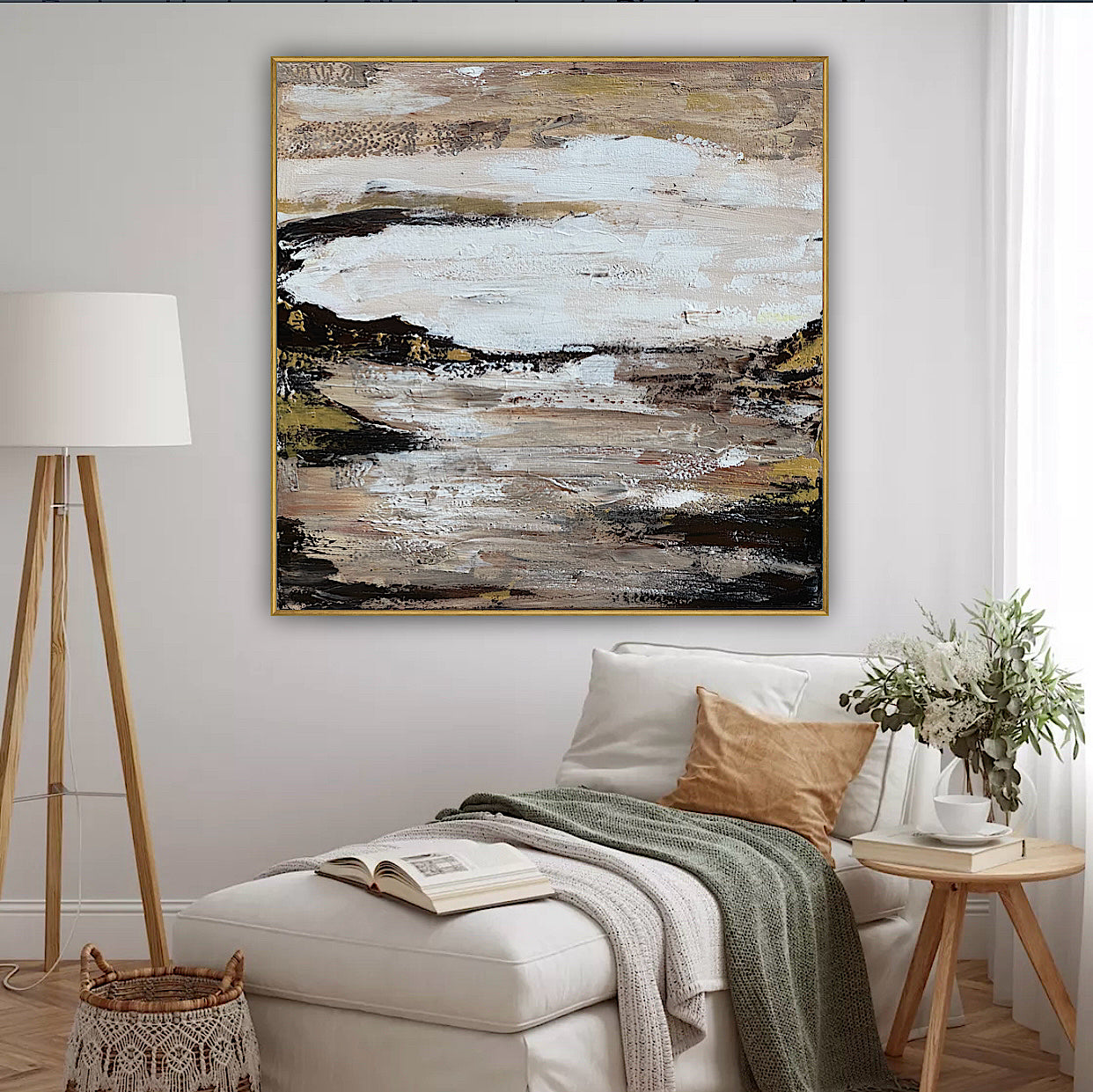Oka style textured Original modern Abstract Oil Painting On Canvas 80 x 80cm ‘Between Shadow And Sky’