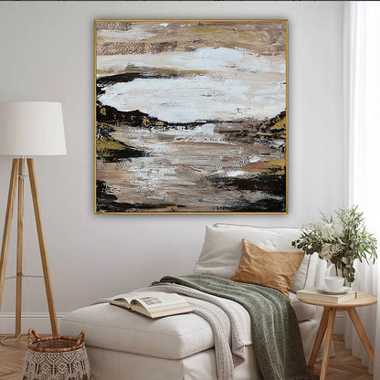 Oka style textured Original modern Abstract Oil Painting On Canvas 80 x 80cm ‘Between Shadow And Sky’