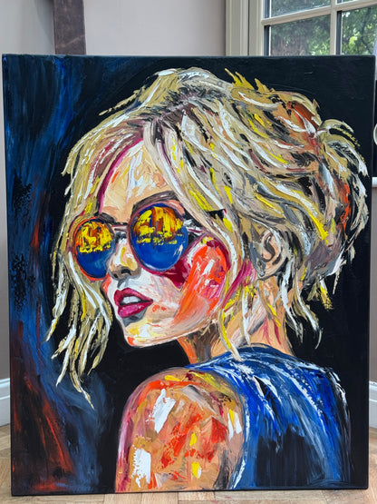 Contemporary Abstract Original Oil Painting of a woman On 90 x 76cm Canvas ‘Blondie II’ woman portrait