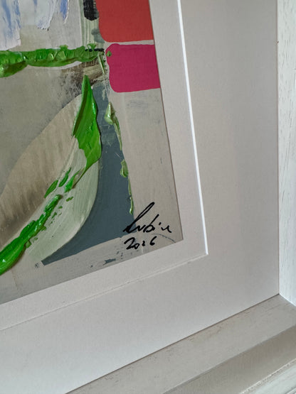 Oka Contemporary Abstract Original Oil Painting On canvas 84x68cm Summer Time framed in white