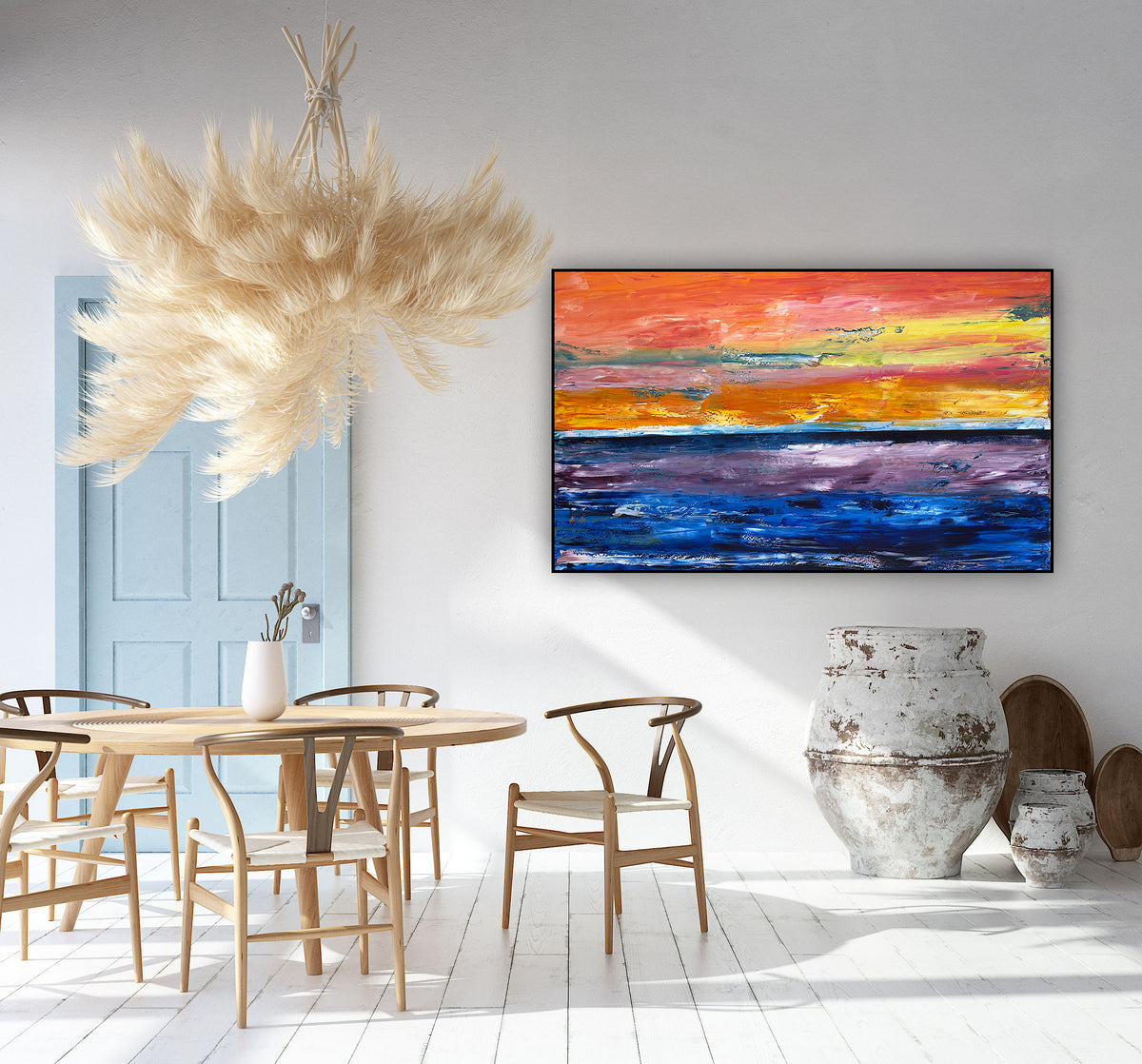 Contemporary Abstract Style XLarge Oil Painting textured On Canvas 122X 76cm Ember Horizon