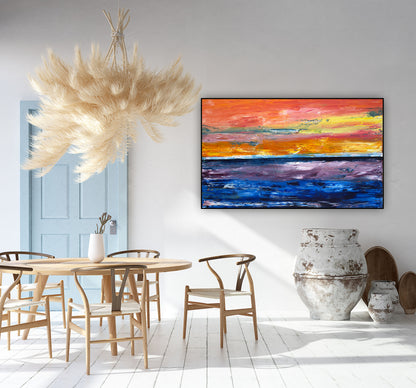 Contemporary Abstract Style XLarge Oil Painting textured On Canvas 122X 76cm Ember Horizon