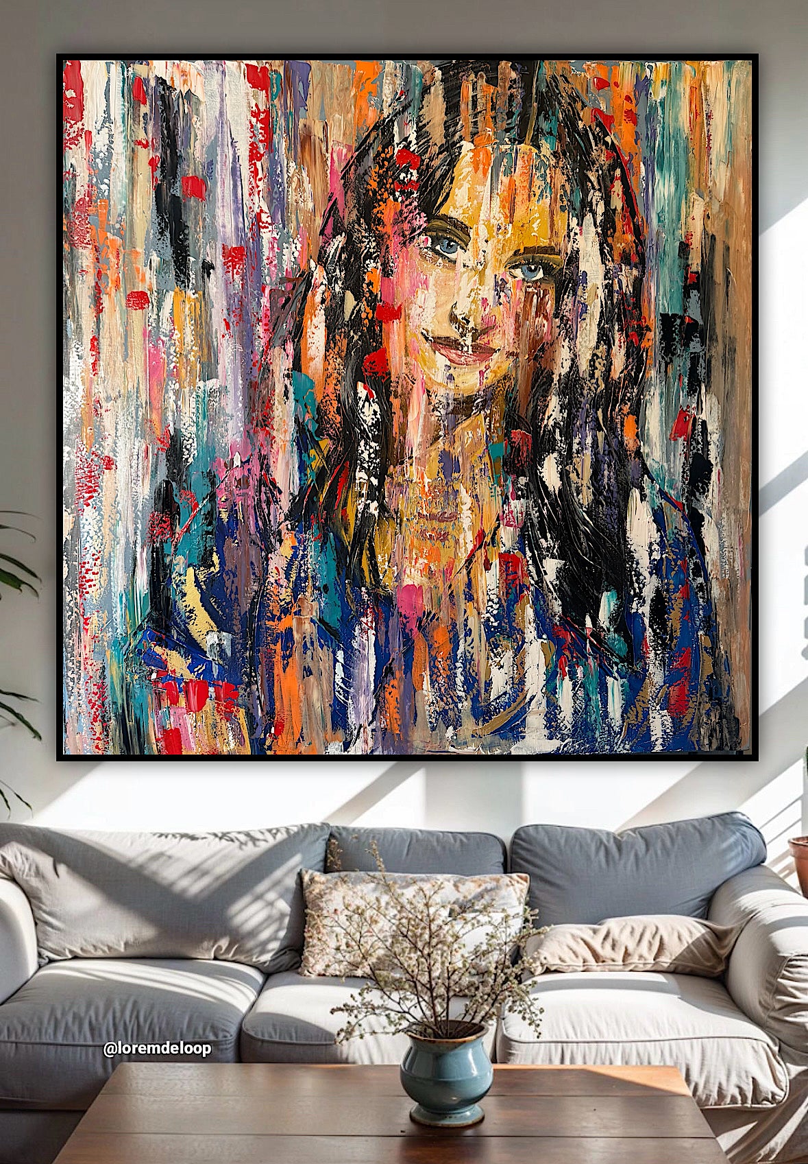 Oka Original Abstract Oil Painting On deep edge Canvas 120 x 120cm ‘Sapphire Eyes’