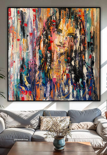 Oka Original Abstract Oil Painting On deep edge Canvas 120 x 120cm ‘Sapphire Eyes’