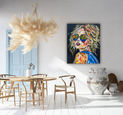 Contemporary Abstract Original Oil Painting of a woman On 90 x 76cm Canvas Amelia woman portrait