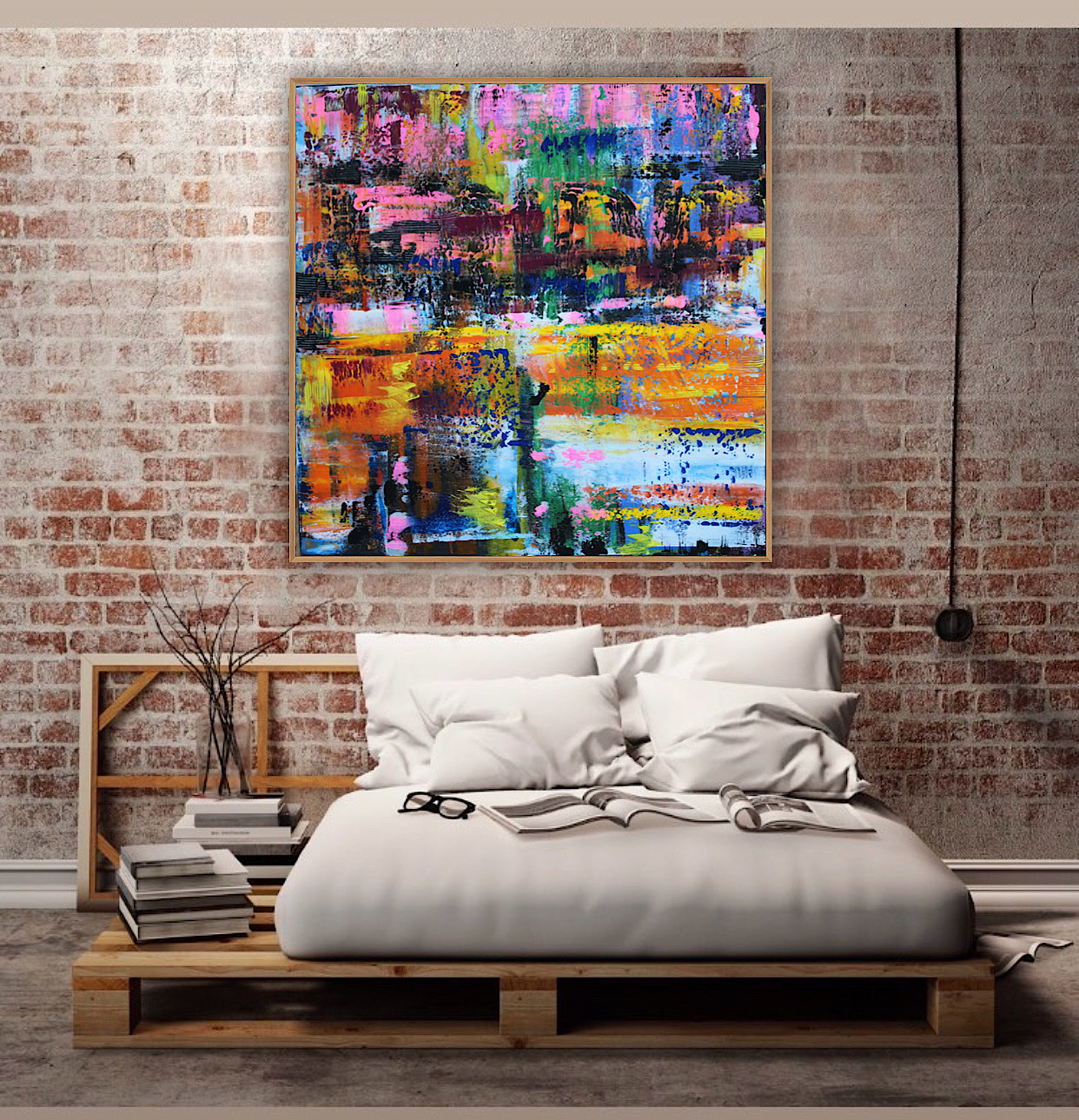 Oka Contemporary Abstract Original Oil Painting On Canvas 80x80cm  “Luminous Echoes”