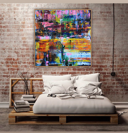 Oka Contemporary Abstract Original Oil Painting On Canvas 80x80cm  “Luminous Echoes”