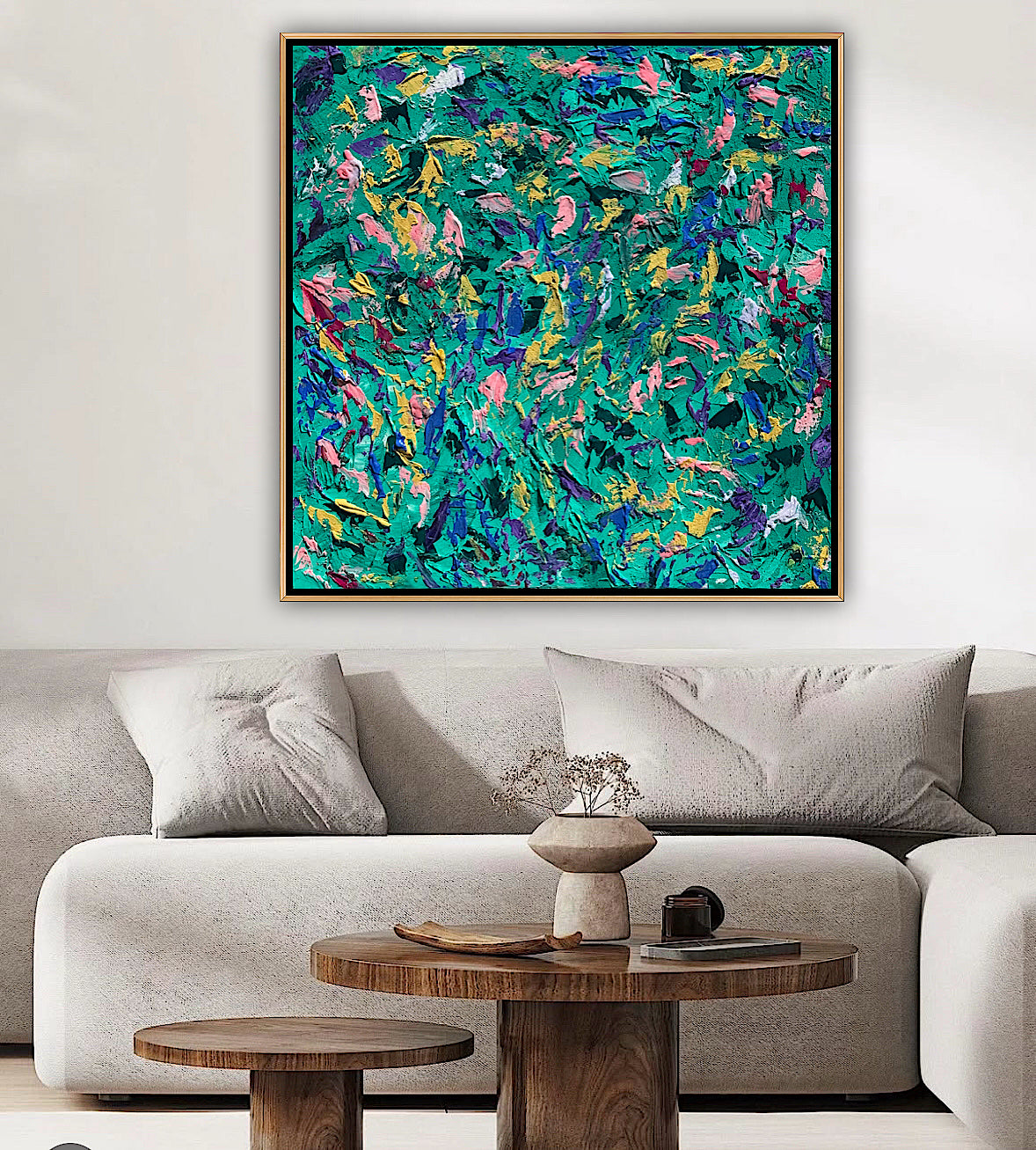 Oka Style Abstract contemporary Oil Painting On Canvas 100 x 100cm Secret Garden