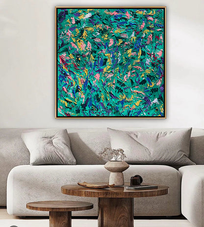 Oka Style Abstract contemporary Oil Painting On Canvas 100 x 100cm Secret Garden