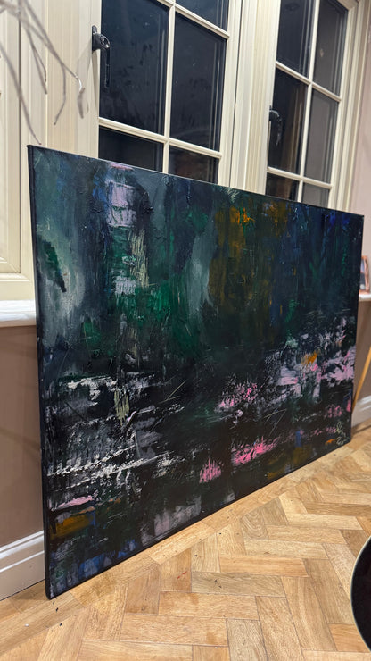 Original Abstract Oil Painting On Canvas 150cm x 100cm Depth of Silence Oka floral