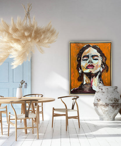 Richter StyLe Abstract Original Oil Painting On Canvas 100x80cm Ember Muse portrait framed in oak